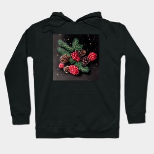 Christmas Pine cones, pine branches, berries, Christmas Decoration Hoodie